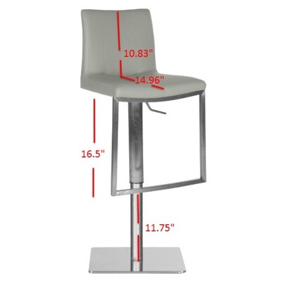 Gray Adjustable Swivel Bar Stool with Metal Base
