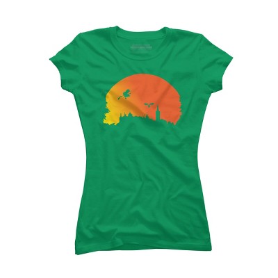 Junior's Design By Humans Halloween witch silhouette By InfaredDesigns T-Shirt