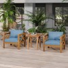 NAYSAYE Patio Chaise Lounges Outdoor Wood Leisure Set with Cushions and End Table for Poolside Relaxation, Blue and Teak, 28.7"*27.9"*24" - 2 of 4