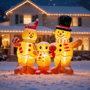 6.3FT Christmas Inflatable Decoration, Inflatable Gingerbread Man Family Blow Up Yard Decorations for Holiday Party Front Yard Lawn Garden Decor - 1 of 4