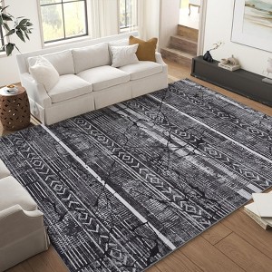 Area Rug, Home Decor Machine Washable Marble Distressed Rug - Boho Farmhouse Non-Slip Ultra Thin  Accent Carpet for Living Room Bedroom Dining Room - 1 of 4