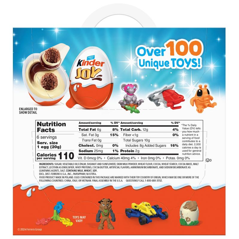 Kinder Joy Sweet Cream Topped with Cocoa Wafer Bites Chocolate Treat + Toy - 6ct, 3 of 12