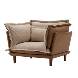 Oversized Chenille Armchair with Dual-Sided Cushions & Feather Filling, 43.5 in Wide Lounge Chair for Living Room or Bedroom-Cuddlewood - 1 of 4