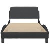 vidaXL Black Faux Leather Single Bed Frame with Wave Design Headboard, Plywood Slats System - Chic and Supportive 39.4"x74.8" - 3 of 4