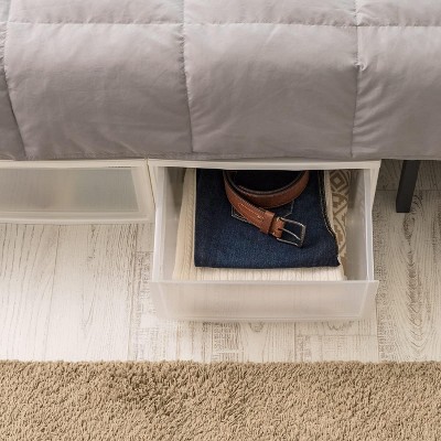 White Stackable Plastic Storage Drawers with Clear Doors, 2-Pack
