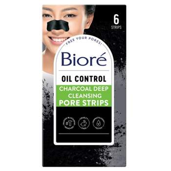 Biore Charcoal Deep Cleansing Blackhead Remover Pore Strips, Nose Strips For Deep Pore Cleansing - 6ct
