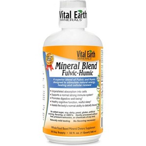 Vital Earth Minerals Fulvic Humic Mineral Blend Liquid – Fulvic Acid Supplement with 70+ Trace Minerals, Electrolytes for Recovery, 32 Oz + 1 Oz Cup. - 1 of 4