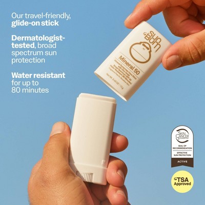 Sun Bum Mineral Face Stick Sunscreen - SPF 50 - 0.53oz: Hypoallergenic, Paraben-Free, Oil-Free, Coconut Scented