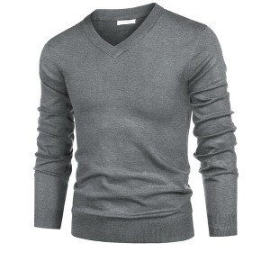 COOFANDY Mens V Neck Dress Sweater Long Sleeve Slim Fit Fashion Pullover Sweater - 1 of 4