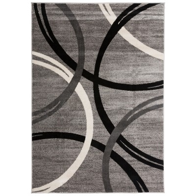 Brown Abstract Synthetic Easy Care Runner Rug 2'x7'2"