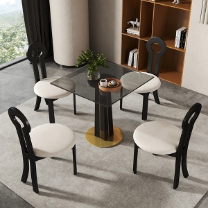 Small Conference Table, 33.46 Inch Glass Square Dining Table for Dining Room,Negotiation Room,Cafe - 1 of 4