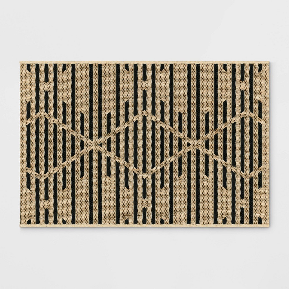 2' x 3' Grace Broken Geometrical Indoor/Outdoor Rug Black/Tan - Project 62™