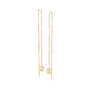 Ross-Simons 14kt Yellow Gold Ball Drop Threader Earrings - 1 of 4