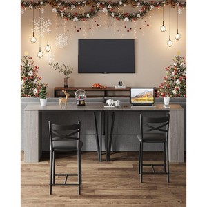 3 Piece Bar Table Set for 2, Bar Table and Chairs Set with with Flip Top Extension, Dining Table Set with Storage Shelves, Suitable for Small Space - 1 of 4