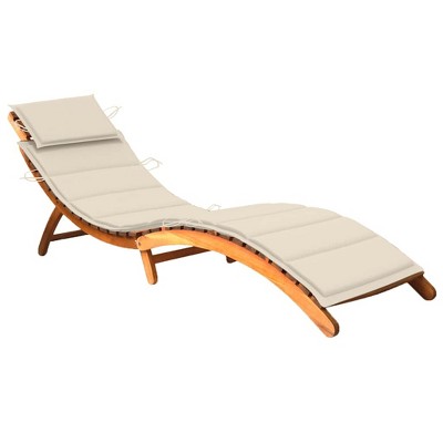 vidaXL Patio Sun Lounger with Cushion Solid Acacia Wood