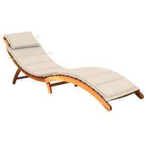 vidaXL Patio Sun Lounger with Cushion Solid Acacia Wood - 1 of 4