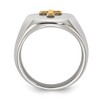 Chisel Stainless Steel Polished with Diamond-cut 14K Gold Accent Cross Oval Signet Ring - 2 of 4