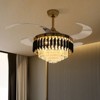 YIYIBYUS 42In Black LED Ceiling Fans with Crystal Shade, 6 Speeds - 2 of 4