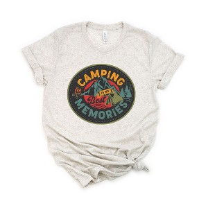 Simply Sage Market Women's Camping Is My Best Memories Badge Short Sleeve Graphic Tee - 1 of 2