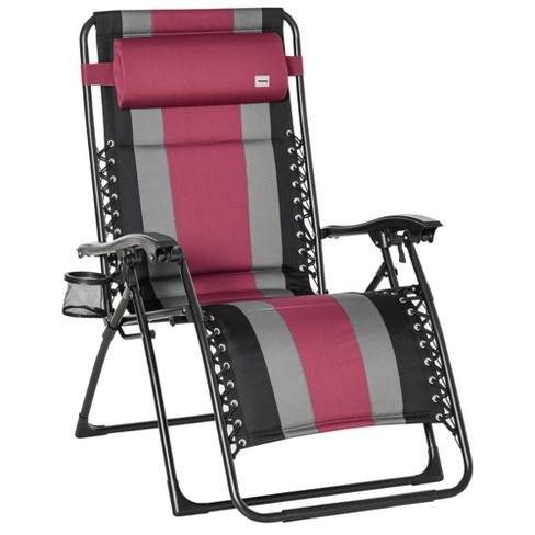 Zero Gravity Recliner Oversize XL Padded Patio Lounger Chair Adjustable Headrest 