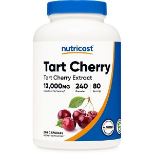 Nutricost Tart Cherry Extract (12,000mg Equivalent) 240 Capsules - Vegan, GMO-Free, Gluten-Free, 80 Servings - 1 of 4