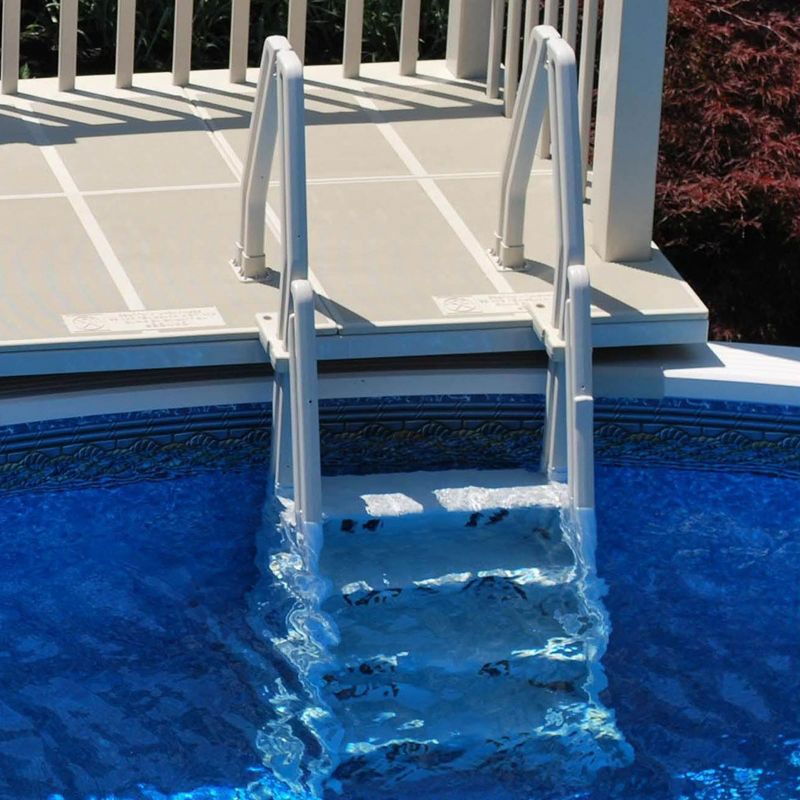 Vinyl Works Deluxe Adjustable 24-Inch Wide In-Pool Step Ladder Entry System for 46 to 60 Inch High Above Ground Swimming Pools with Non-Slip Steps, 4 of 7