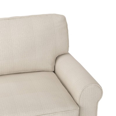 Copenhagen Cream Loveseat with Pillowed Back and Rounded Arms