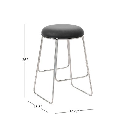 Southlake Black Vinyl Backless Metal Counter Stool with Chrome Frame