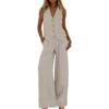 Mocamel Women's Elegant Commute Sleeveless Vest Wide and Leg Pants Set - 2 of 4