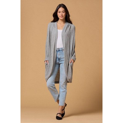 WEST K Women's Karla Long Oversized Waffle Knit Cardigan with Pockets