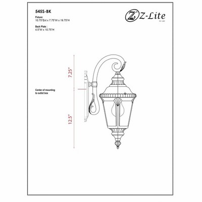 Z-Lite Medow 1 - Light Wall Light in  Black