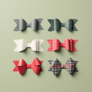 12pc Paper Bow Gift Toppers Reds/Greens/Plaid - Hearth & Hand™ with Magnolia - 1 of 3