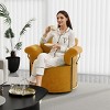 360° Swivel Boucle Barrel Chair, Upholstered Armchair with Gold Metal Legs, Comfortable Round Accent Chair for Living Room - Koiai - 3 of 4