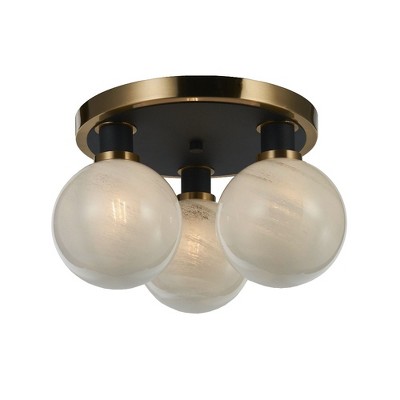 Artcraft Lighting Gem 3 - Light Semi-Flush Mount in  Black/Brushed Brass