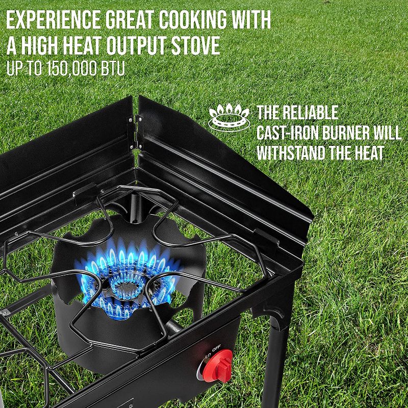 Hike Crew Double-Burner Camping Stove, Portable Propane Stovetop, 5 of 7