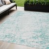 Teal Blue And Ivory Abstract Washable Indoor Outdoor Area Rug - 2 of 4