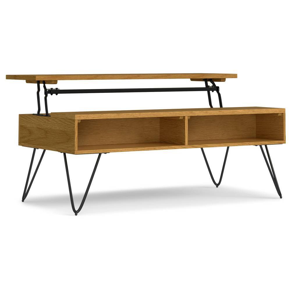 WyndenHall Moreno Lift Top Coffee Table: Industrial Style, Hidden Storage, Metal Hairpin Legs -  90838016