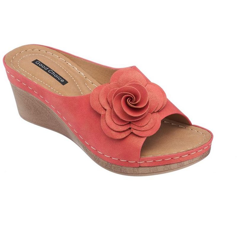 GC Shoes Tokyo Flower Comfort Slide Wedge Sandals, 1 of 10