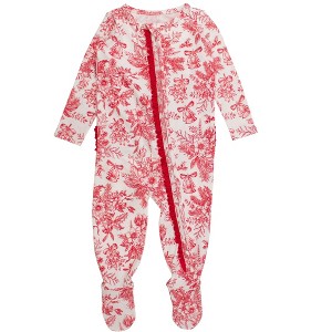 RuffleButts Modal Blend Baby Girls Ruffle One Piece Footie Pajamas - 1 of 2