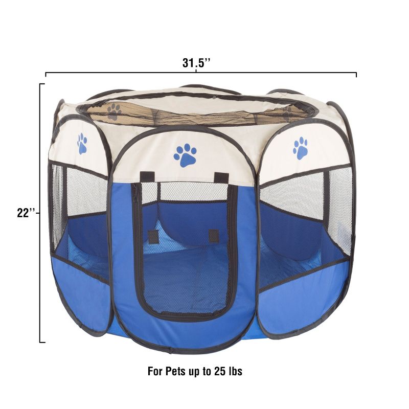 Pop-Up Pet Playpen - Indoor and Outdoor Dog Pen with Carrying Case - Portable Pet Enclosure for Dogs, Cats, and Other Small Animals by PETMAKER (Blue), 2 of 9