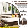 Whisen Country Style Twin Size Wooden Porch Swing Daybed with Frame and 96-Inch Hemp Ropes, Acacia Wood Patio Swing for Garden or Backyard - 4 of 4