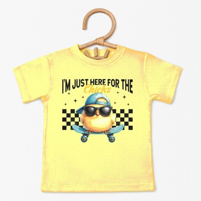 The Juniper Shop I'm Just Here For the Chicks Checkered Toddler Short Sleeve Tee