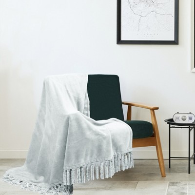 Kate Aurora Ultra Soft & Plush Fringed Oversized Accent Fleece Throw Blanket Cover - 50 in. W x 70 in. L
