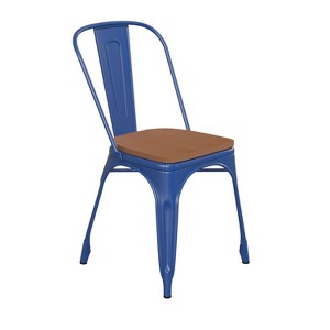 Emma and Oliver Metal Stacking Dining Chairs with Poly Resin Seats for Indoor/Outdoor Use - 1 of 4