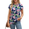 Womens Summer Tops Print Crew Neck Cute Tees Fashion Tunic Shirts Short Sleeve Blouses - 2 of 4