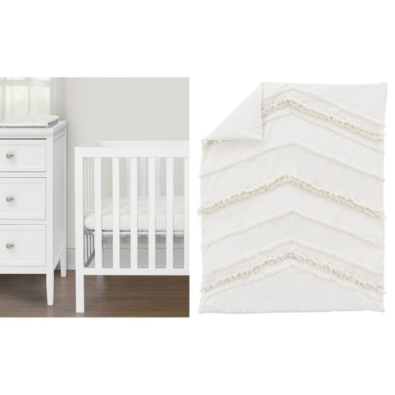 Sweet Jojo Designs Gender Neutral Unisex Baby Mini Crib Bedding Set - Boho Fringe Ivory 3pc, 1 of 6