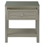 Vynxaria 23"H Taupe Nightstand - Glass Top (MDF + Tempered Glass), 1 Drawer (19"Wx12.75"Dx3.5"H), Hardwood Legs, 13" Shelf Space, 4" Floor Clearance - 4 of 4