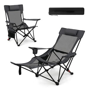 Tangkula Reclining Camping Chair 2 in 1 Lying Chair w/Removable Footrest - 1 of 4