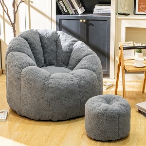 Hooseng Bean Bag Chair with Ottoman, Floral Shaped Bean Bag Sofa with Dutch Velvet Cover & Memory Foam Filler for Adults, Bedroom, Living Room, Dorm - 1 of 4