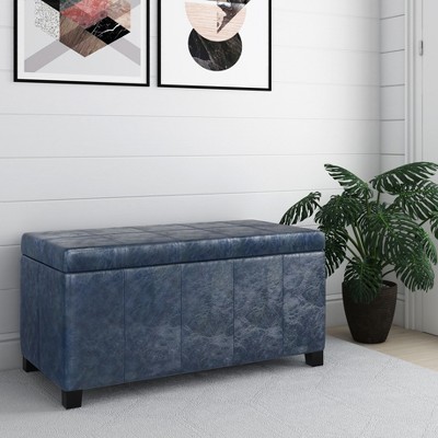 NicBex 35.6" Storage Bench Rectangle Storage Ottoman for Bedroom, Living Room, Blue